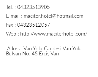 Maciter Hotel iletiim bilgileri